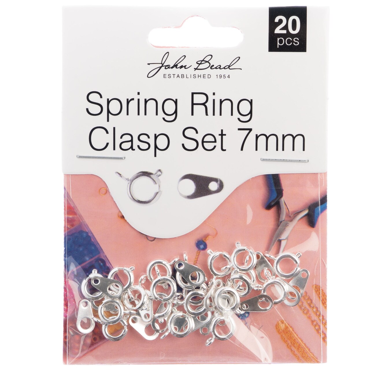 John Bead Spring Ring Set 7mm 20/Pkg-Silver